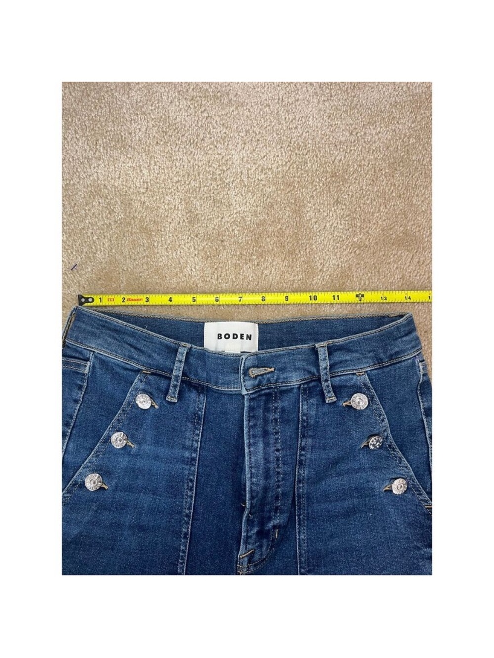 Boden Button Detail Straight Jeans, 30W 32L - Picture 10 of 16